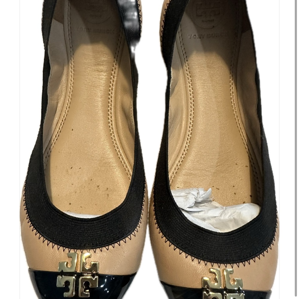 Tory Burch Black and Beige Flats